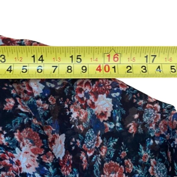 Zara maxi dark floral print chiffon long sleeve dress - Picture 8 of 16